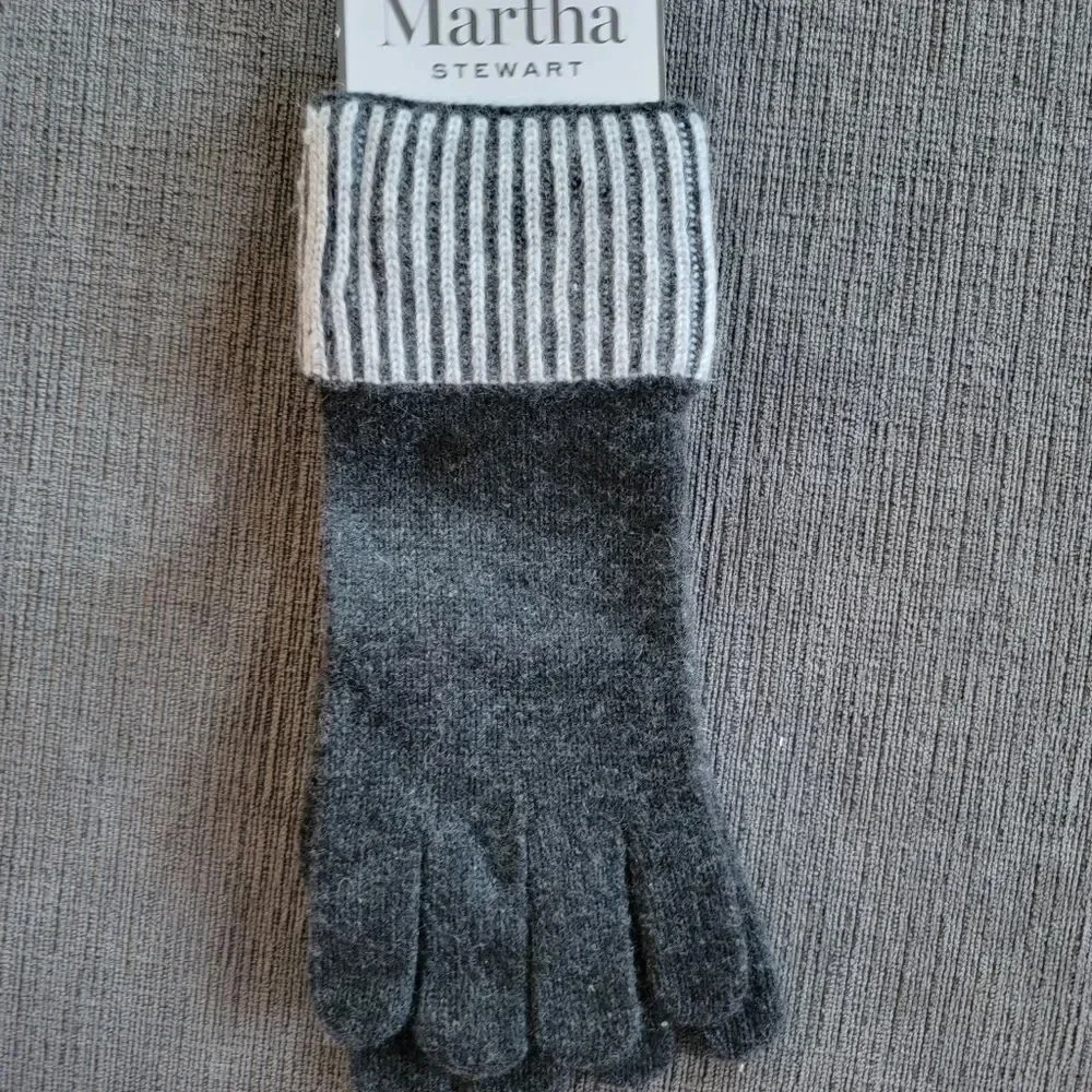 NWT Martha STEWART 100% 2 -PLY CASHMERE WOMEN'S dark Heather Grey WINTER…